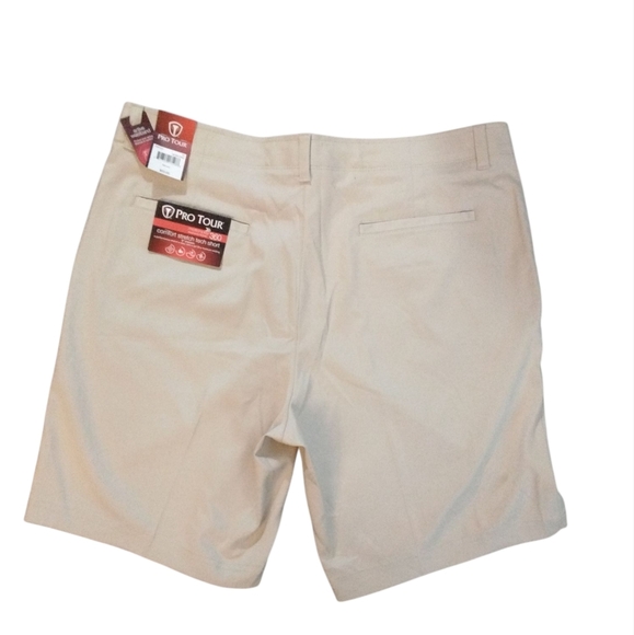 Pro Tour Comfort Stretch Tech Shorts Men's Light Tan Shorts Size 38 - Picture 1 of 7